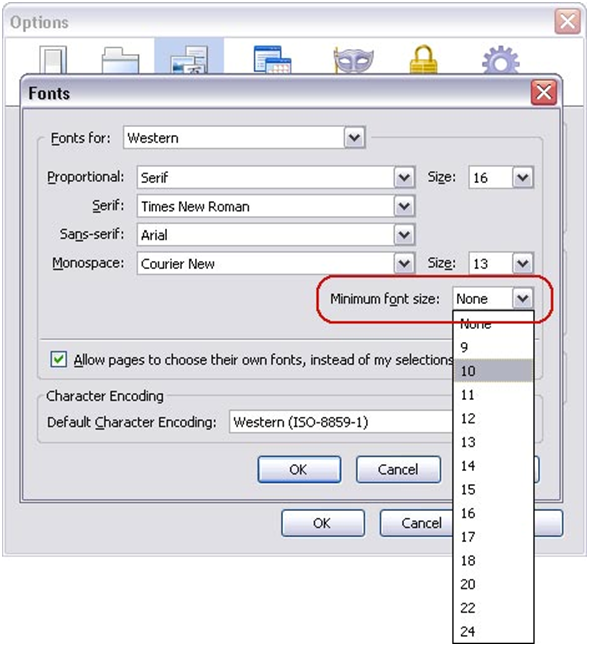 Fig 2 Font dialog box